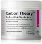 Carbon Theory Tea Tree Oil & Glycolic Acid tisztító vattakorong az élénk és kisimított arcbőrért 60 db