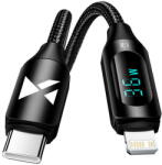 Wozinsky USB-C cable - Lightning Wozinsky WUCLC1 with LED display 36W 1m - black - vexio
