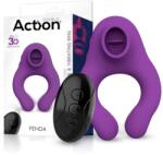 Action Fenda Vibrating Ring with Licking Tongue and Remote Control 3 Motors Purple Inel pentru penis