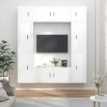 vidaXL 8 részes magasfényű fehér szerelt fa TV-szekrényszett (3188640) - balena