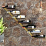 vidaXL arany fém falra szerelhető bortartó állvány 7 palacknak (340897) - balena