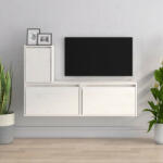 vidaXL 3 darab fehér tömör fenyőfa TV-szekrény (3100175)