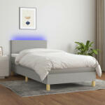 vidaXL világosszürke szövet rugós és LED-es ágy matraccal 90x190 cm (3133517) - balena