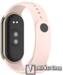  Okosóra szíj - RÓZSASZÍN - szilikon, prémium, fém csatlakozós, 102+119mm hosszú - Xiaomi Smart Band 8, 8 NFC, 9, 9 NFC