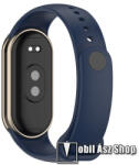  Okosóra szíj - SÖTÉTKÉK - szilikon, prémium, fém csatlakozós, 102+119mm hosszú - Xiaomi Smart Band 8, 8 NFC, 9, 9 NFC
