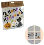 Yala Design Halloween zselés ablakdísz - Happy Halloween felirattal, tökkel, fekete macskával (70-1534)