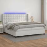 vidaXL fehér műbőr rugós ágy matraccal és LED-del 200x200 cm (3139404) - pepita
