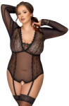 Cottelli Collection Curves Delicate Powernet Transparent Long-Sleeved Body 2643510 Black 4XL