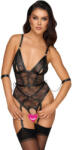 Cottelli Collection Bondage Crotchless Suspender Body Harness Floral Lace 2643502 Black L