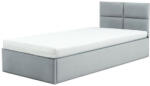 GreenSite MONOS kárpitozott ágy, ágyneműtartóval, 90x200 cm, szín - világos szürke, hab matraccal