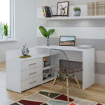 GreenSite Drohmo Dany sarok íróasztal polccal, tárolóval, 120x76x50 cm, fehér