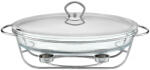 Ambition Vas termorezistent cu incalzitor 3L, suport si capac argintiu, chafing dish, Helios (29388)