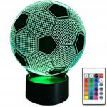 ZAXER 3D LED éjszakai lámpa gyerekeknek, színváltós, távirányítós, foci (ledpilka)