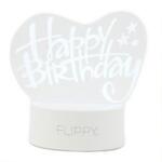 Flippy Dekoratív LED lámpa, Flippy, 3D, Boldog születésnapot, USB-vel és elemekkel, 20 cm magas, akril anyagból, többszínű fény és távirányító mellékelve, fehér (124591)