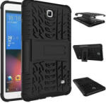 Huawei MatePad T8 (8.0), Műanyag hátlap védőtok, Defender, kitámasztóval és szilikon belsővel, autógumi minta, fekete - ionstore