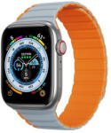 Apple Watch 1-6, SE, SE (2022) (42 / 44 mm) / Watch 7-8 (45 mm) / Watch Ultra (49 mm), szilikon pótszíj, mágneses zár, kétszínű, 3D minta, Dux Ducis LD, szürke/narancssárga - tok-shop
