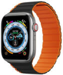 Apple Watch 1-6, SE, SE (2022) (38 / 40 mm) / Watch 7-8 (41 mm), szilikon pótszíj, mágneses zár, kétszínű, 3D minta, Dux Ducis LD, fekete/narancssárga - tok-shop