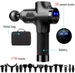 XGODY Masszázspisztoly, Kézi Masszírozó, Lökéshullám Terápia - 16 fej (MPLHT-02)