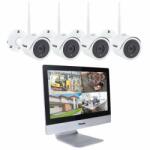Secutek Sistem de supraveghere exterior profesionale WiFi Secutek SLG-WIFI3604M4FE200 - camere 4x2Mpix, NVR cu display