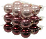  Üveg karácsonyfadísz gömb, bordó és púder színű fényes és matt, 4cm 18db