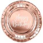 PartyDeco Farfurii - Happy birthday, roz-aurii 18 cm