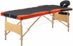 vidaXL Masă de masaj pliabilă, 3 zone, negru și portocaliu, lemn (110211)