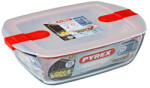 Pyrex COOK&HEAT Szögletes sütőtál műanyagfedővel 28cm (203227)