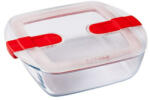 Pyrex COOK&HEAT Szögletes sütőtál műanyagfedővel 23cm (203222)