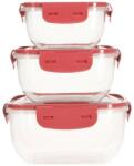 Excellent Houseware Set 3 caserole Alberta, plastic, rosu, 500, 900, 1500 ml