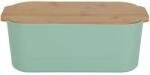 Excellent Houseware Cutie paine Brott, verde, plastic, capac bambus, 33 x 18.5 x 12 cm
