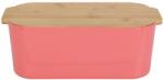 Excellent Houseware Cutie paine Brott, rosu coral, plastic, capac bambus, 33 x 18.5 x 12 cm