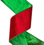  Piros-Zöld bársony szalag drótos szegéllyel 100mm x 5m (DV100-40)