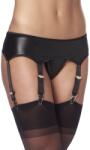 Amorable Wetlook Suspender with Slip and Stockings Black