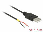 Delock Kábel USB 2.0 A-típusú csatlakozódugóval > 2 db nyitott vezetékkel, 1, 5 m Raspberry Pi (85664)