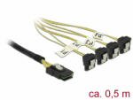 Delock Kábel Mini SAS SFF-8087 >4 x SATA 7 érintkezős hüvely 90 fokban ívelt 0, 5 m (85686)