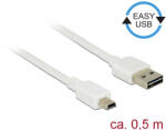 Delock Kábel, EASY-USB 2.0-s A-típusú csatlakozódugó > USB 2.0-s Mini-B-típusú csatlakozódugó, 0, 5 m (85159)