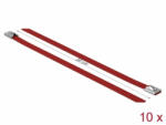 Delock Rozsdamentes Acél Kábelkötegek Hossza 200 x Szélesség 7, 9 mm piros 10 db (18781)