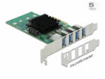 Delock PCI Express x4 Kártya - 4 x Külső USB 3.0 Quad Channel - alacsony profilú formatényező (89048) - dstore