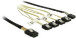 Delock Kábel Mini SAS SFF-8087 > 4 x 7 tus SATA fordított + oldalsáv, 1 m (83319) - dstore