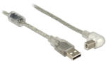 Delock USB 2.0-s kábel A-típusú dugó > USB 2.0 B-típusú dugó derékszögű 0, 5 m áttetsző (84811)