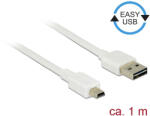Delock Kábel, EASY-USB 2.0-s A-típusú csatlakozódugó > USB 2.0-s Mini-B-típusú csatlakozódugó, 1 m, (85157)