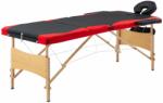 vidaXL Masă de masaj pliabilă, 3 zone, negru și roșu, lemn (110214)