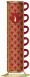 Bialetti Deco Glamour espresso 6 db-os csésze szett állvánnyal, piros