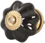 Clayre & Eef Buton mobila din fier auriu si ceramica neagra Ø 4.5 cm (61899deco)