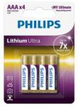 Philips Baterie Lithium Ultra Lr3 Aaa Blister 4 Buc Philips (ph-fr03lb4a/1) - cadouriminunate Baterii de unica folosinta