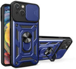 Alphajack iPhone 15 Pro Max Ring Lens tok kameralencse védővel, kihajtható mágneses támasszal sötétkék Alphajack telefontok