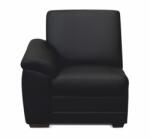 TEMPO KONDELA 1-személyes kanapé támasztékkal, textilbőr fekete, balos, BITER 1 1B
