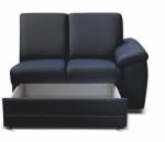 TEMPO KONDELA 2- személyes kanapé támasztékokkal és rakodótérrel, textilbőr fekete, jobbos, BITER 2 1B ZS