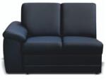 TEMPO KONDELA 2-személyes kanapé támasztékkal, textilbőr fekete, balos, BITER 2 1B