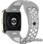  Okosóra szíj - légáteresztő, sportoláshoz, szilikon - SZÜRKE / FEHÉR - 122 + 100mm hosszú - Xiaomi Mi Watch Lite 3 / Redmi Watch 3 / Redmi Band 3